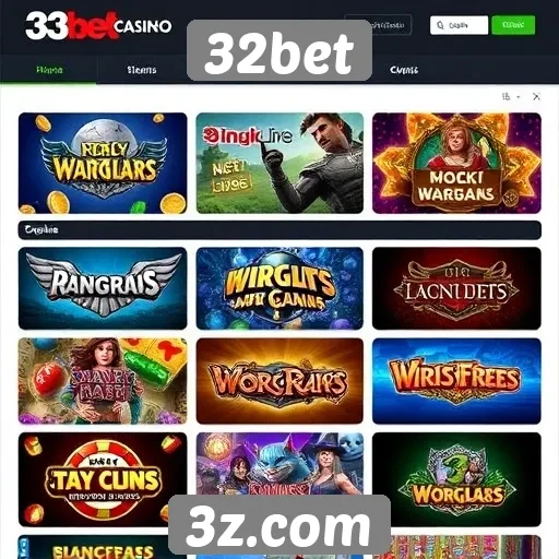 Diversidade de jogos disponíveis na 32bet